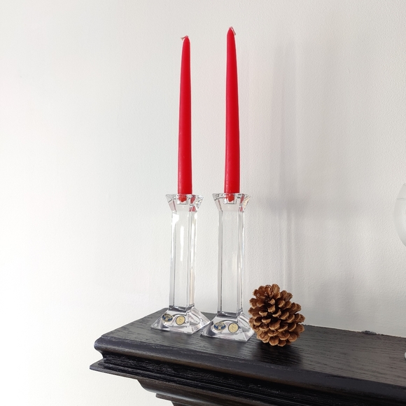 2 Bohemian (Czech Republic) 24% PBO lead crystal candle stick holders - Picture 2 of 16